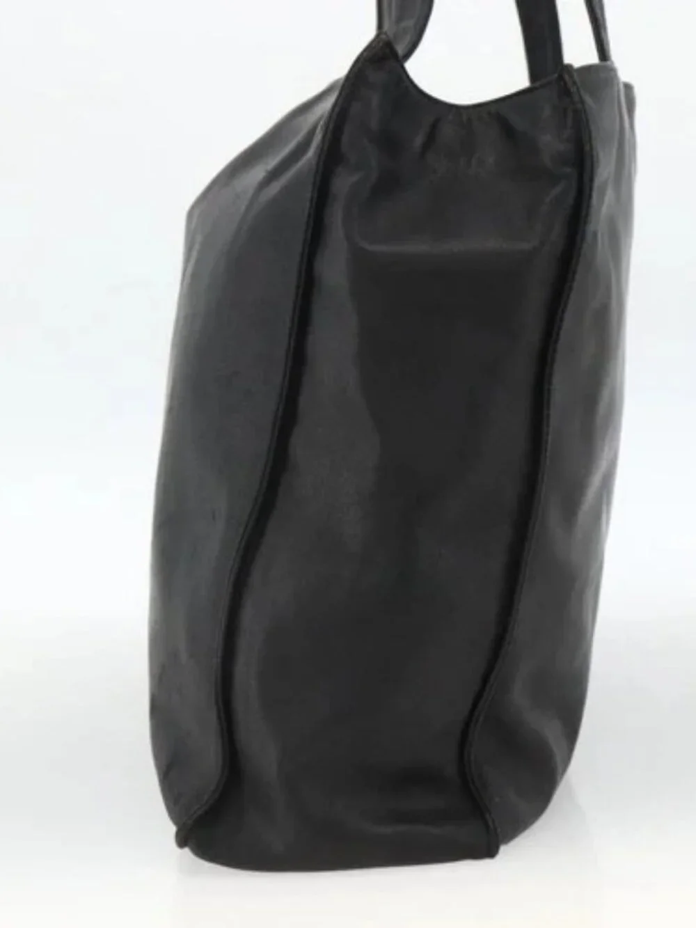 CHANEL Tote Bag Leather Black CC Auth bs34155